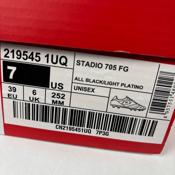 Lotto, Stadio 705 FG Soccer Cleats, NWT, Men 7. Women 8.5, Leather, Black, Gold - Picture 12 of 12